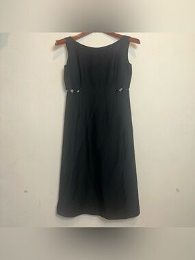 Vintage Suzy Perette 1960s Black Dress Empire Waist Cut Out Sleeveless Cocktail